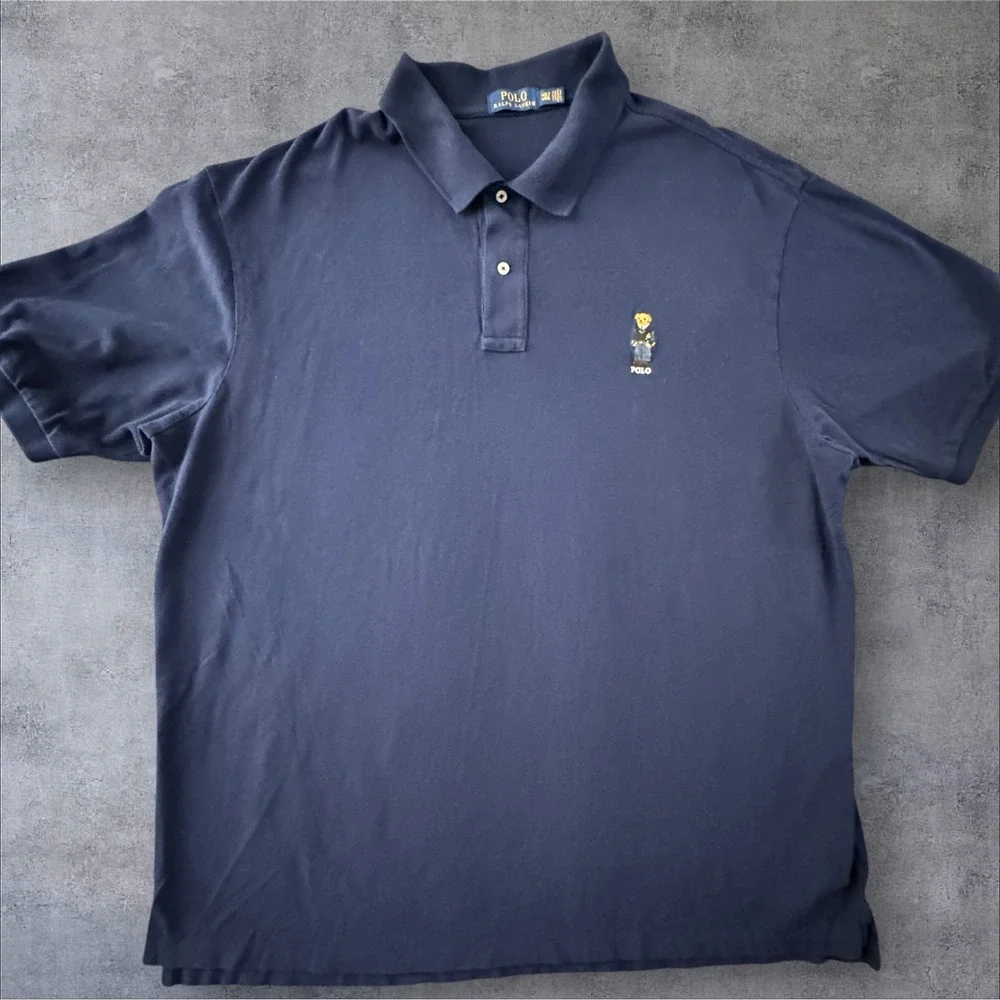 Polo Ralph Lauren Polo Bear Polo Shirt 4XLT Navy Big Tall Embroidered Bear